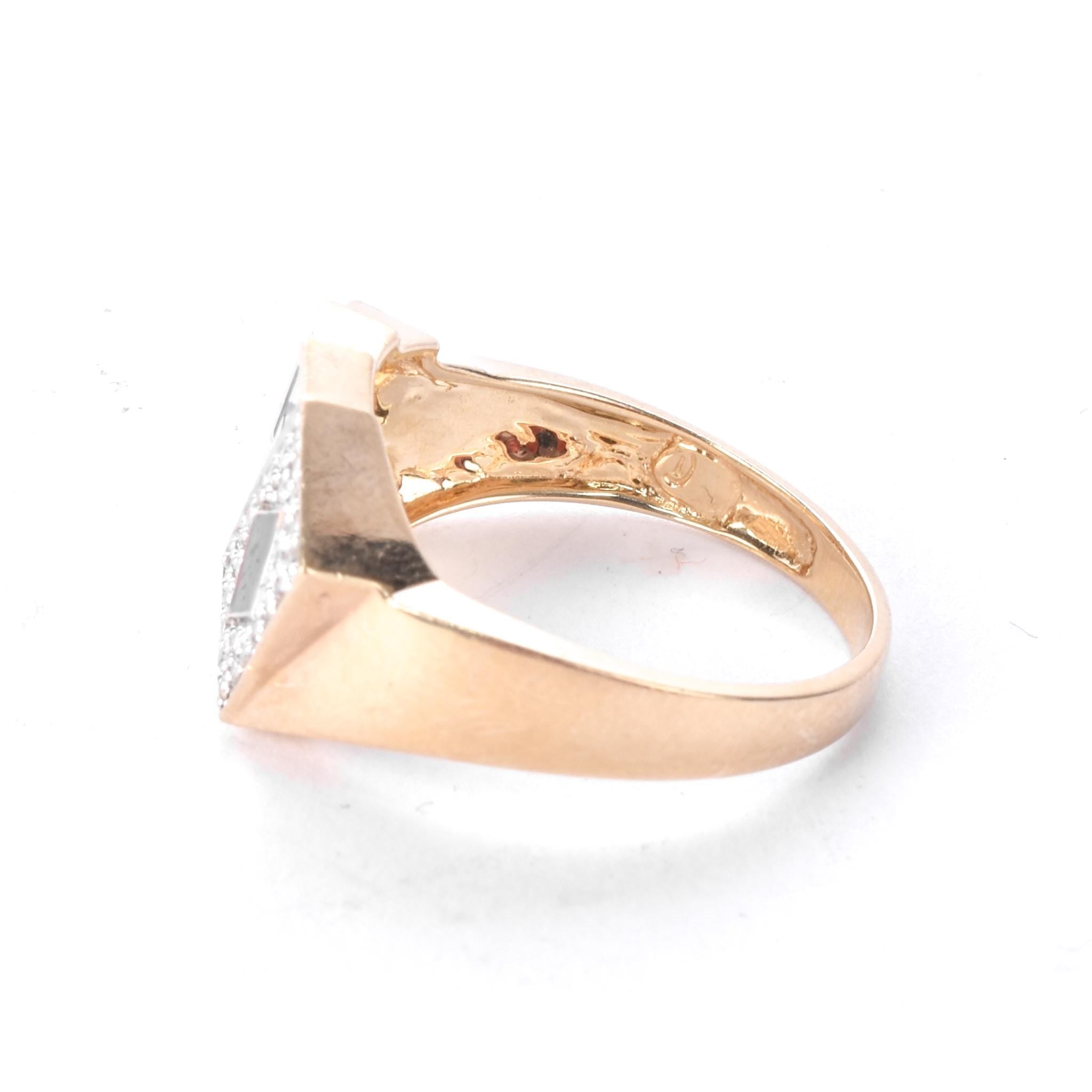 10K Gold and Diamond Poker Flush Men's Statement Ring