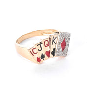 10K Gold and Diamond Poker Flush Men's Statement Ring