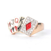 10K Gold and Diamond Poker Flush Men's Statement Ring
