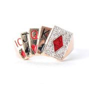 10K Gold and Diamond Poker Flush Men's Statement Ring