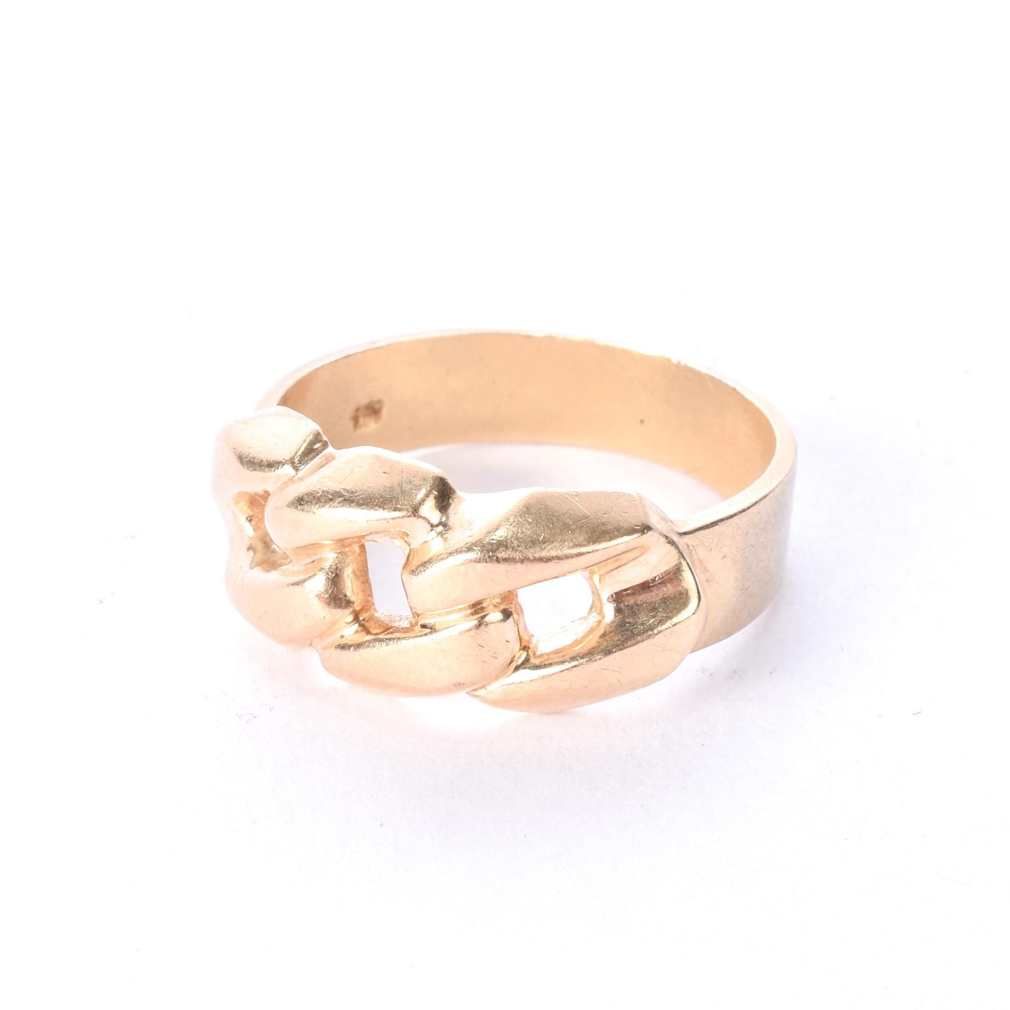 10K Gold Cuban Link Men's Statement Ring