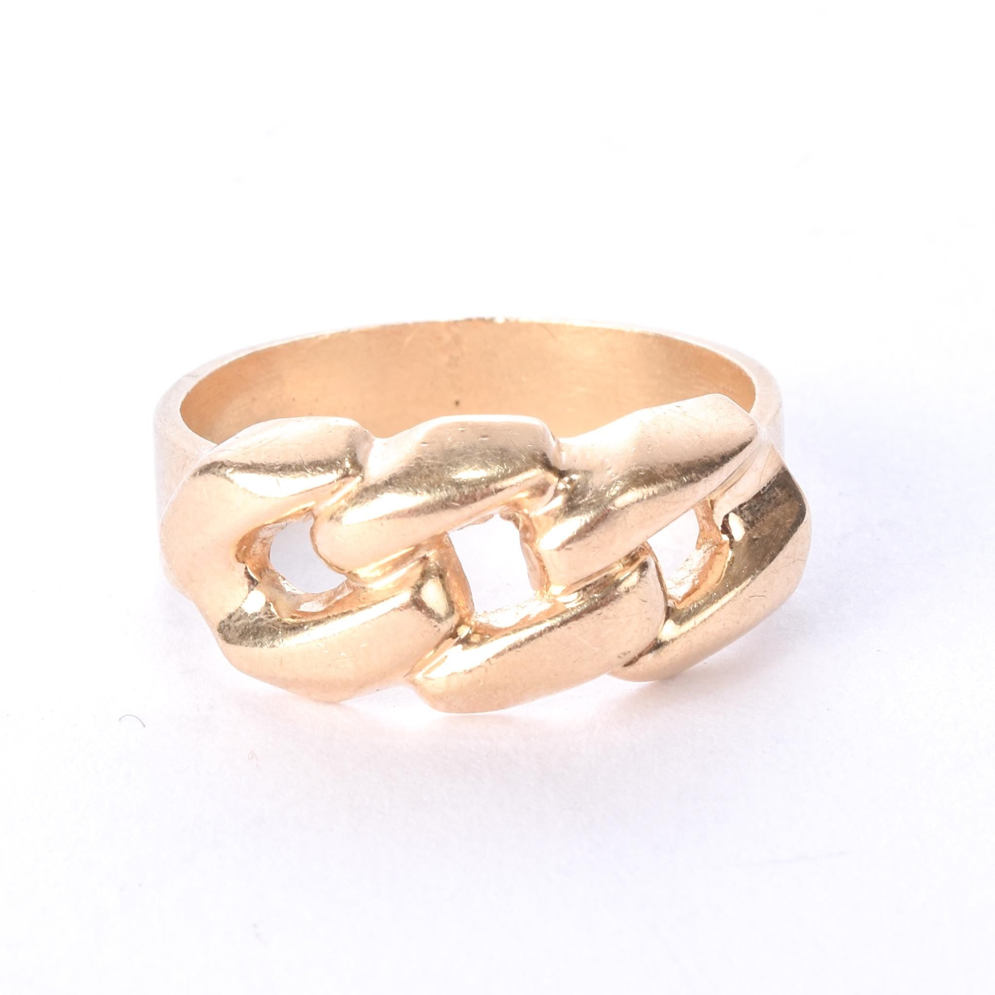 10K Gold Cuban Link Men's Statement Ring