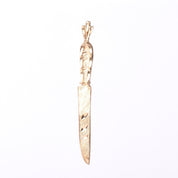 14K Gold Etched Knife Pendant
