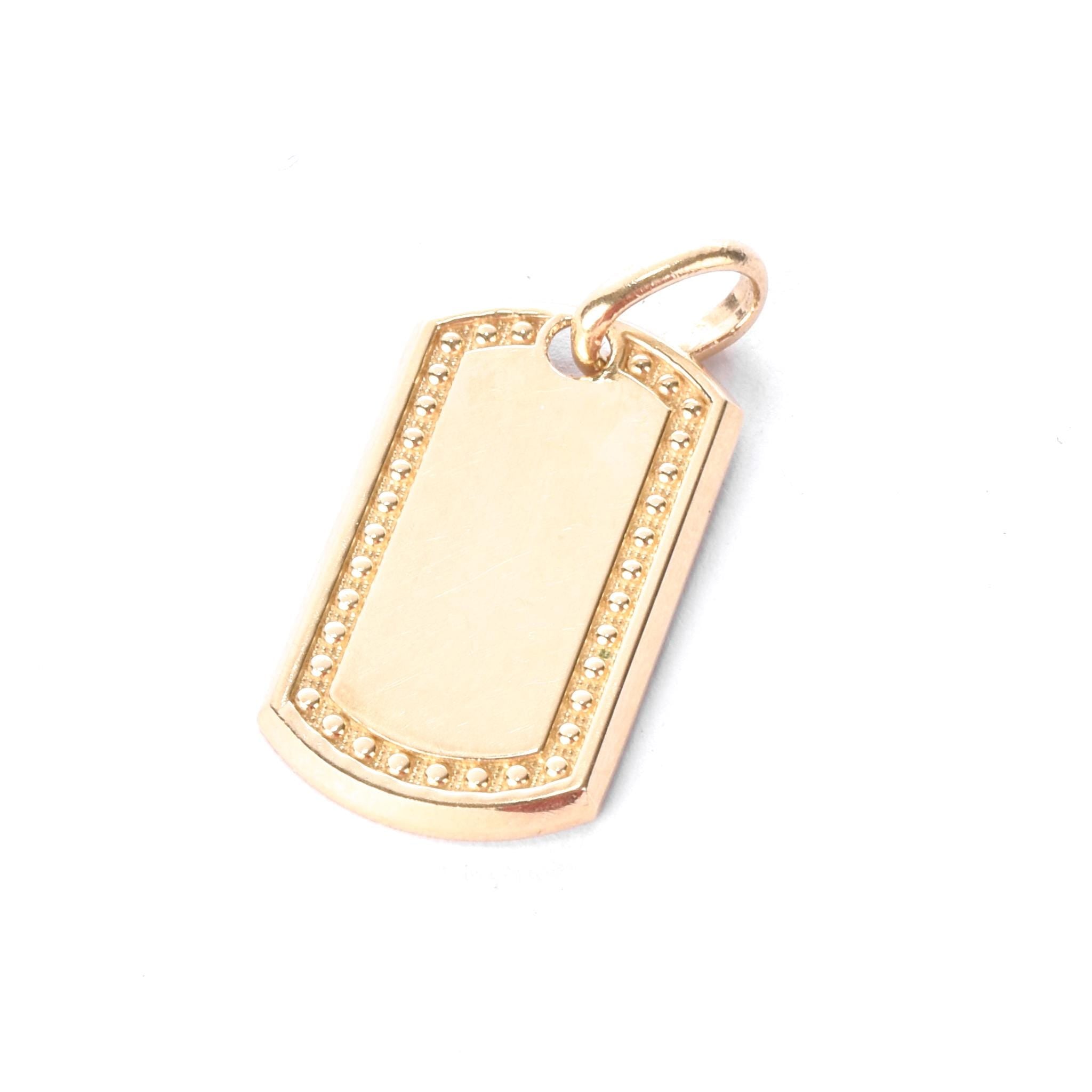10K Gold Dog Tag Pendant