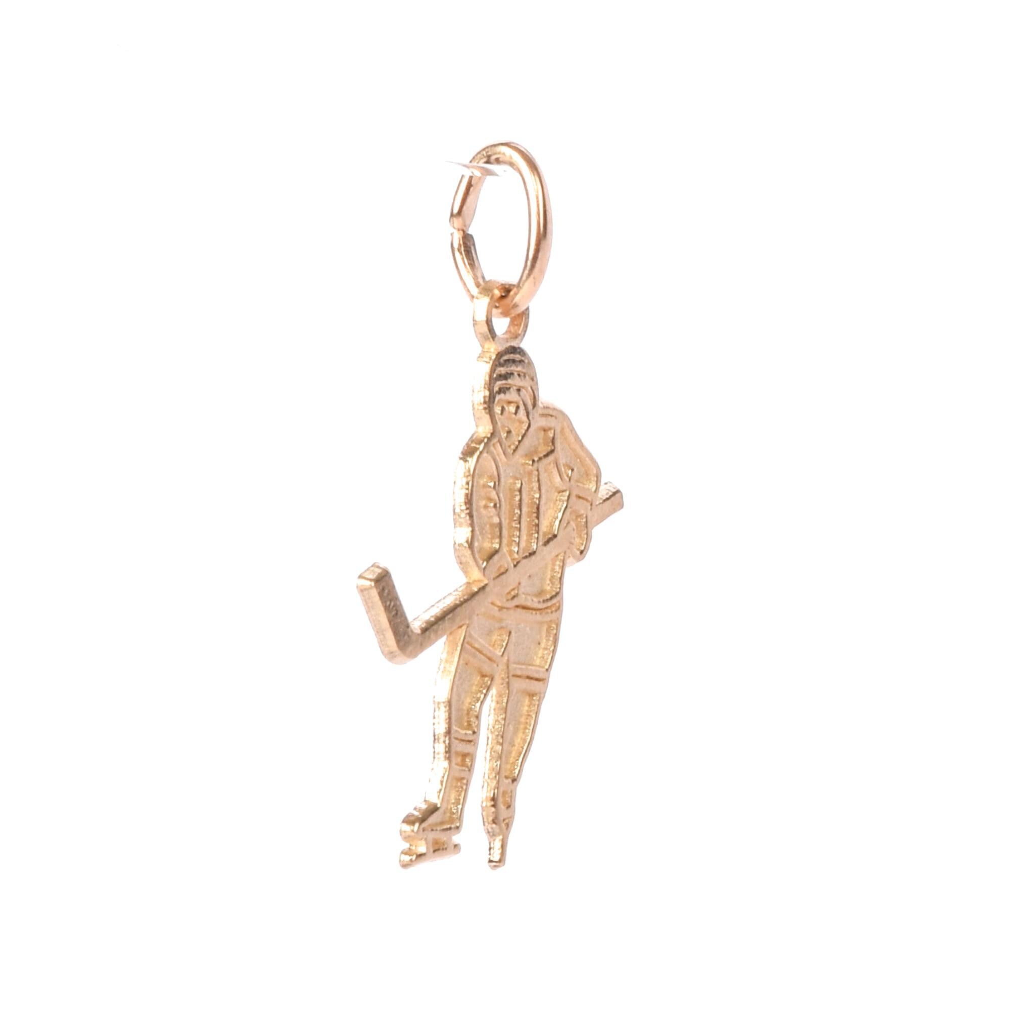 14K Gold Hockey Player Charm