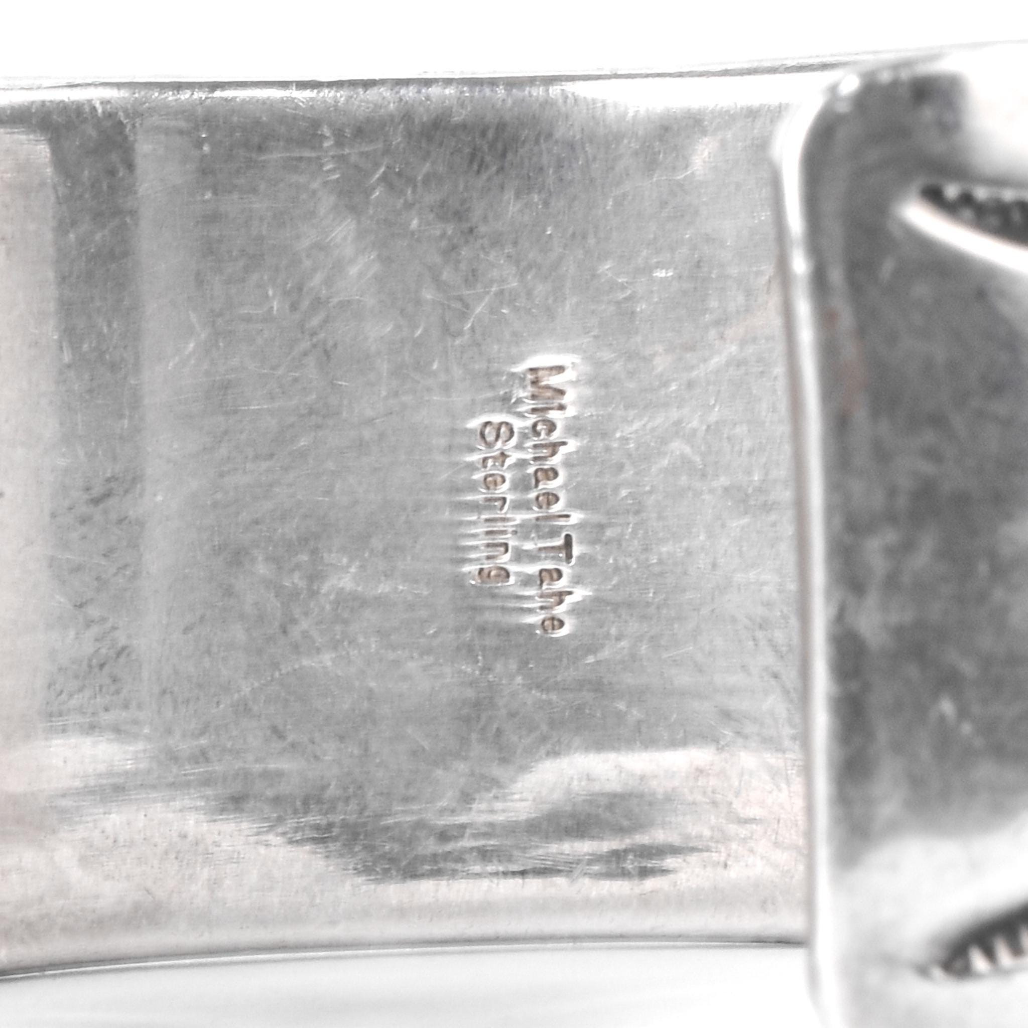 Signed Navajo Sterling Silver Stamped Cuff Bracelet