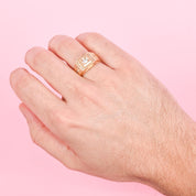 14K Gold and Cubic Zirconia Men's Statement Ring