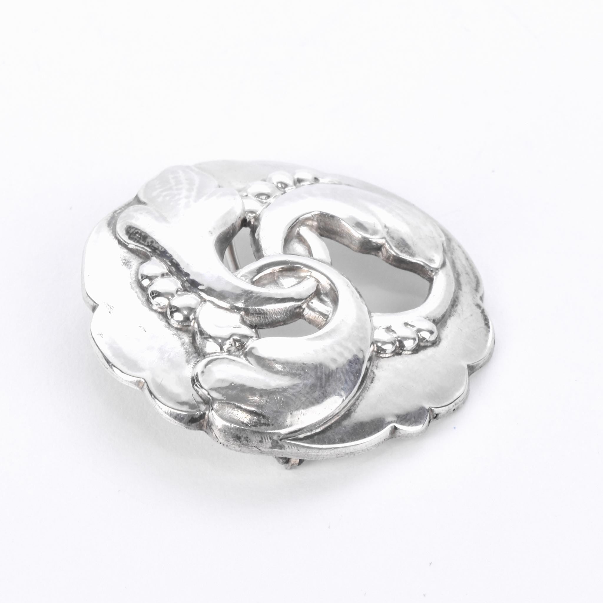 1930's-1940's Georg Jensen Art Nouveau #20 Sterling Silver Brooch