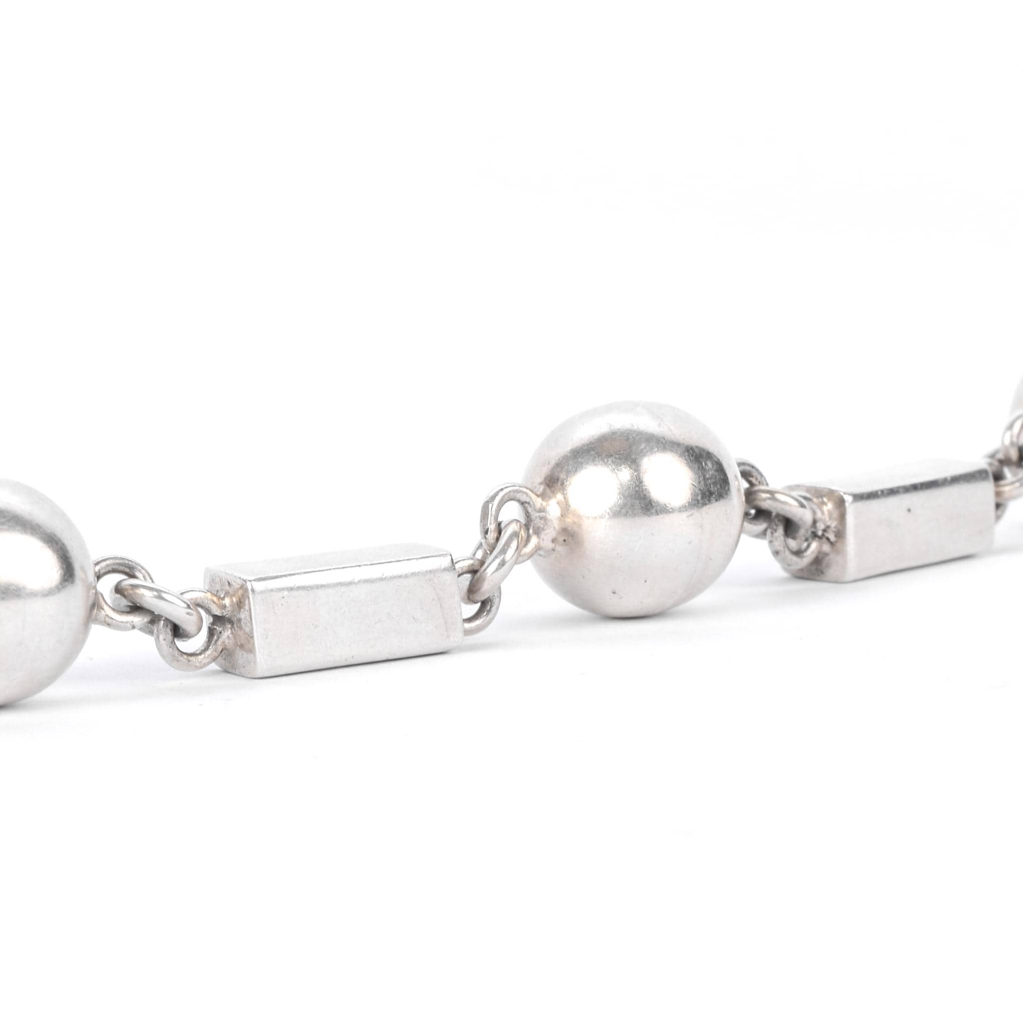 Mexican Sterling Silver Ball and Bar Chain Link Bracelet