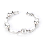 Mexican Sterling Silver Ball and Bar Chain Link Bracelet