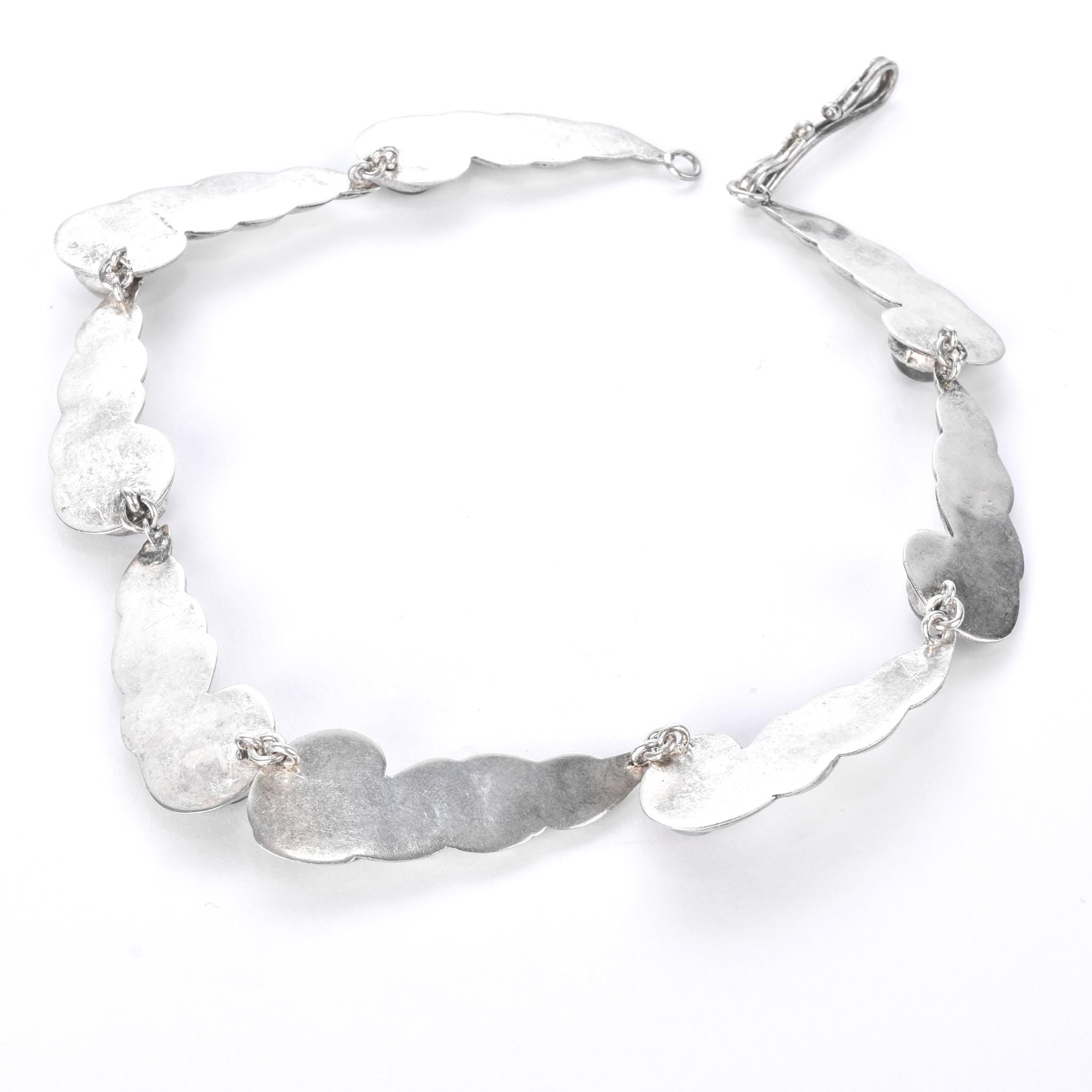 Sterling Silver and Amethyst Swirl-Link Collar Necklace