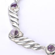 Sterling Silver and Amethyst Swirl-Link Collar Necklace