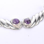 Sterling Silver and Amethyst Swirl-Link Collar Necklace