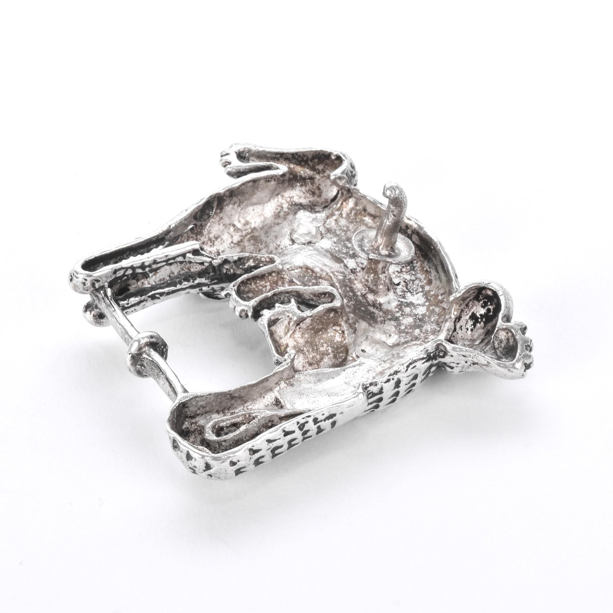 Sterling Silver Alligator Belt Buckle Set
