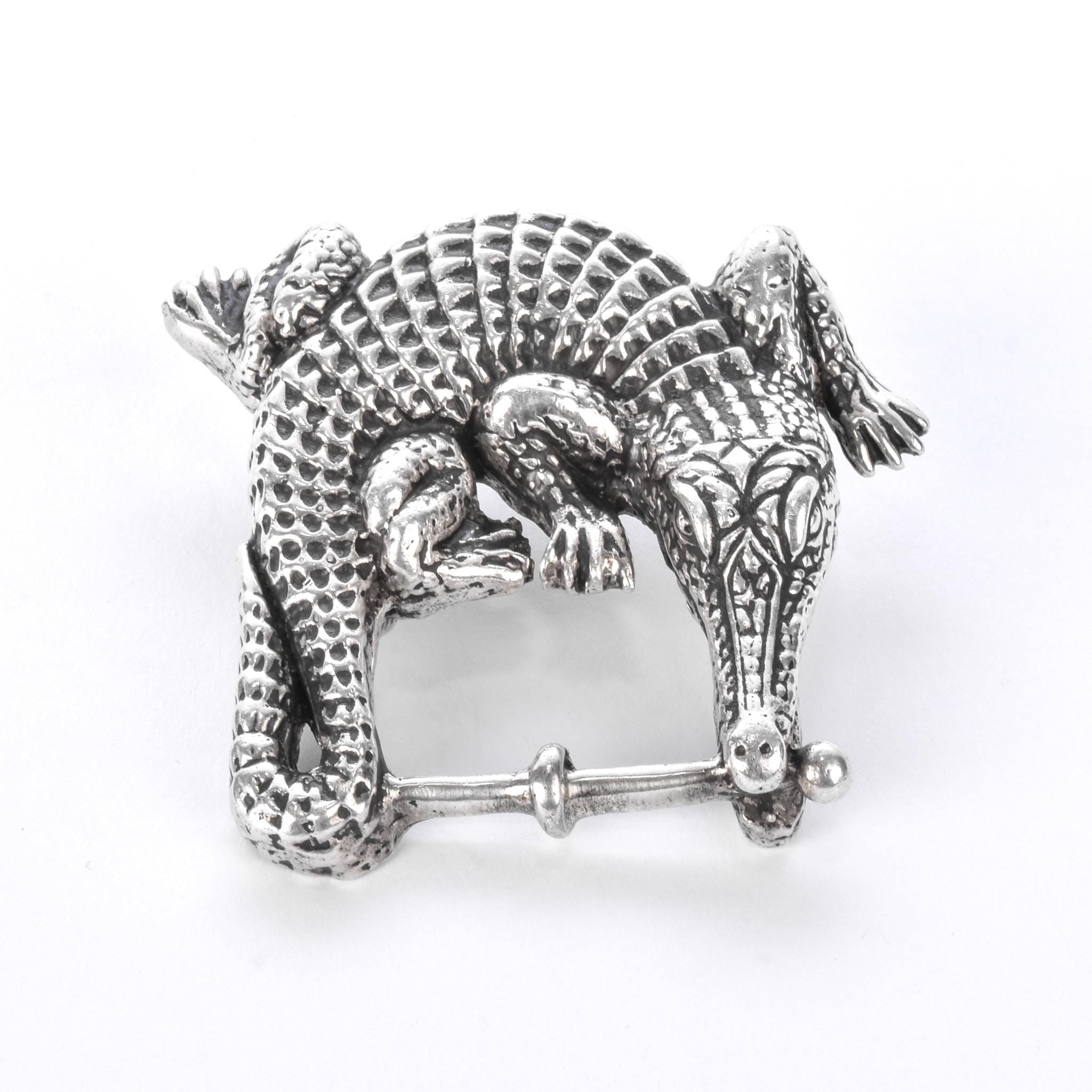 Sterling Silver Alligator Belt Buckle Set