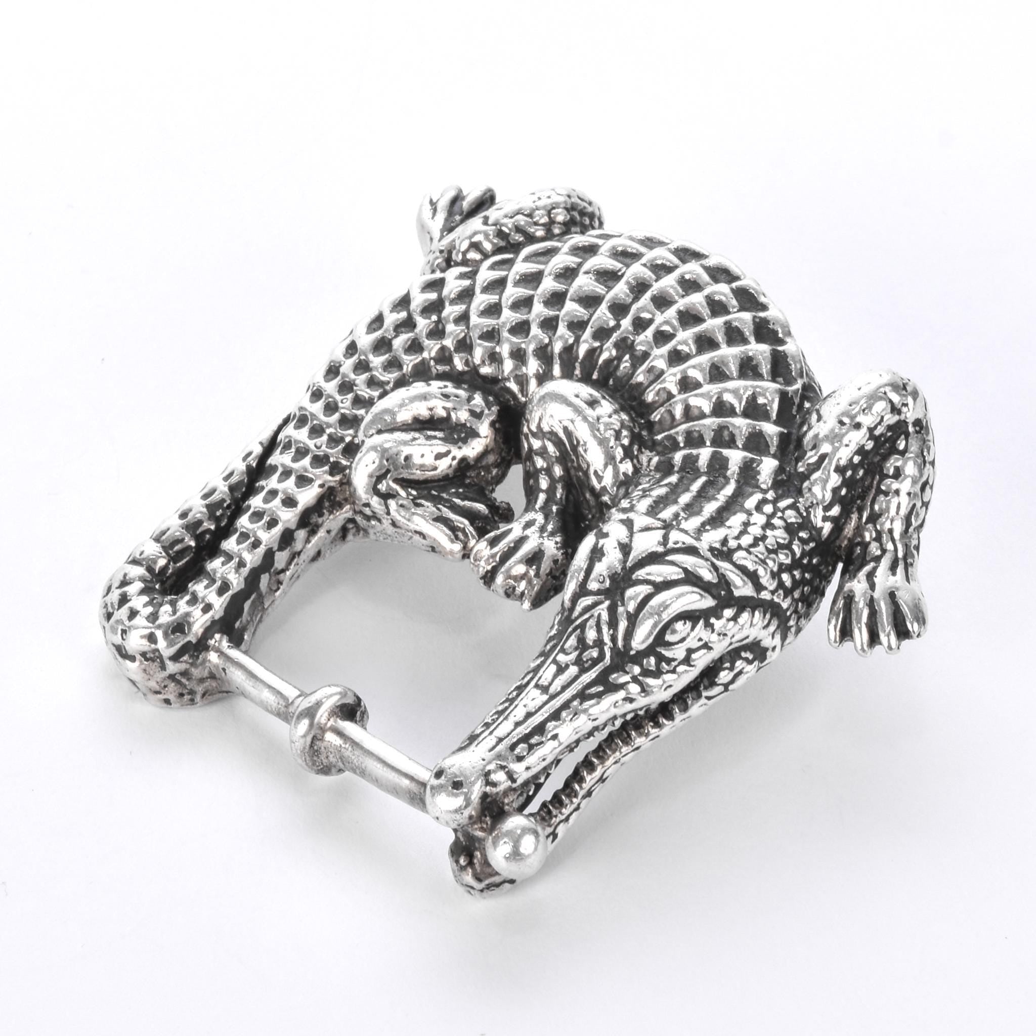 Sterling Silver Alligator Belt Buckle Set