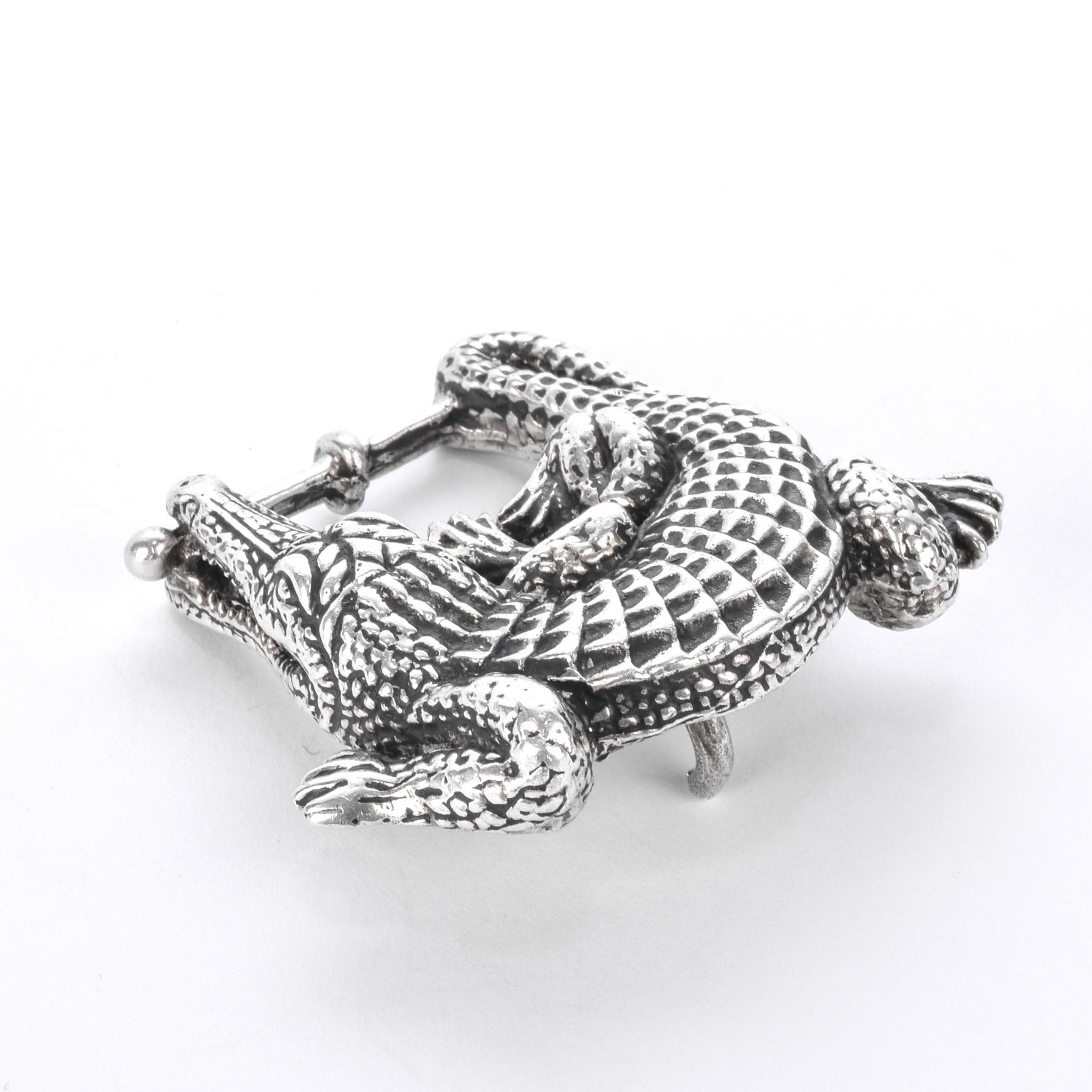 Sterling Silver Alligator Belt Buckle Set