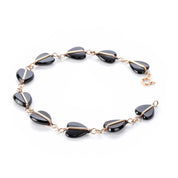 14K Gold and Heart-Shaped Onyx Link Bracelet