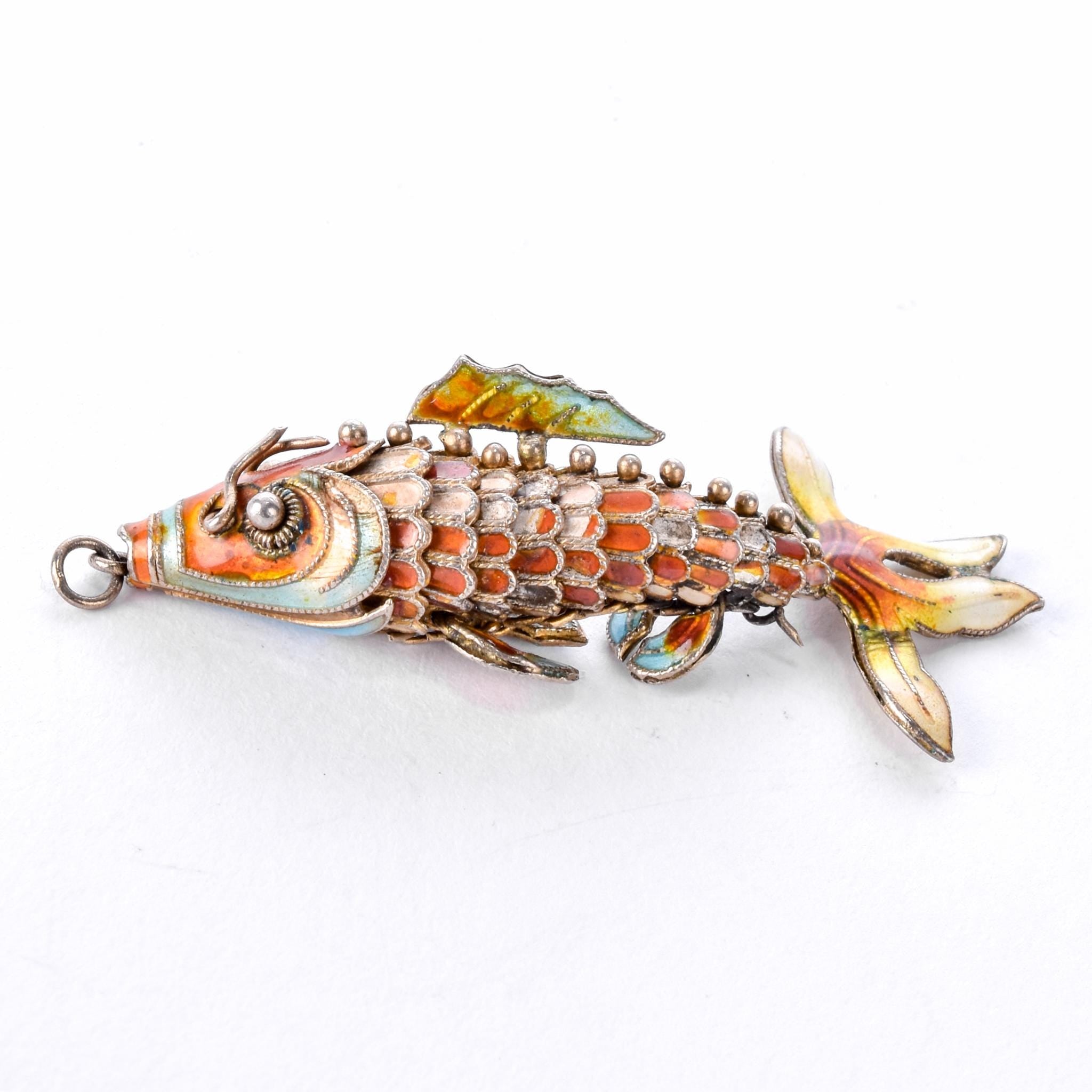 1920's Chinese Articulated Cloisonné Enamel Koi Fish Pendant Collection