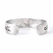 Hopi Signed Sterling Silver Lizard Inlay Cuff Bracelet