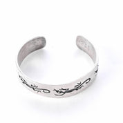 Hopi Signed Sterling Silver Lizard Inlay Cuff Bracelet
