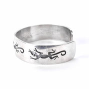 Hopi Signed Sterling Silver Lizard Inlay Cuff Bracelet