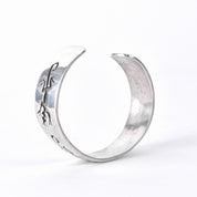 Hopi Signed Sterling Silver Lizard Inlay Cuff Bracelet