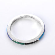 Taxco Sterling Silver Multi-Gemstone Inlay Bangle Bracelet