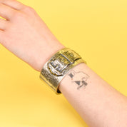 Antique English Silver Etched Hinged Belt-Buckle Bracelet