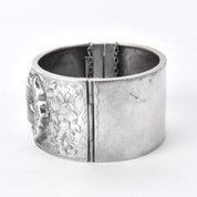 Antique English Silver Etched Hinged Belt-Buckle Bracelet