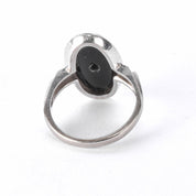 Art Deco 14K White Gold and Onyx Ring with Diamond