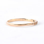 14K Gold Three Diamond Stacking Band with Carved Flowers
