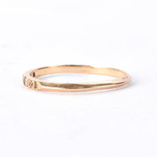 14K Gold Three Diamond Stacking Band with Carved Flowers