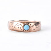 9K Rose Gold Carved Band with Solitaire Turquoise