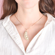 Jade and Pearl Peapod Pendant with 14K Gold Bail
