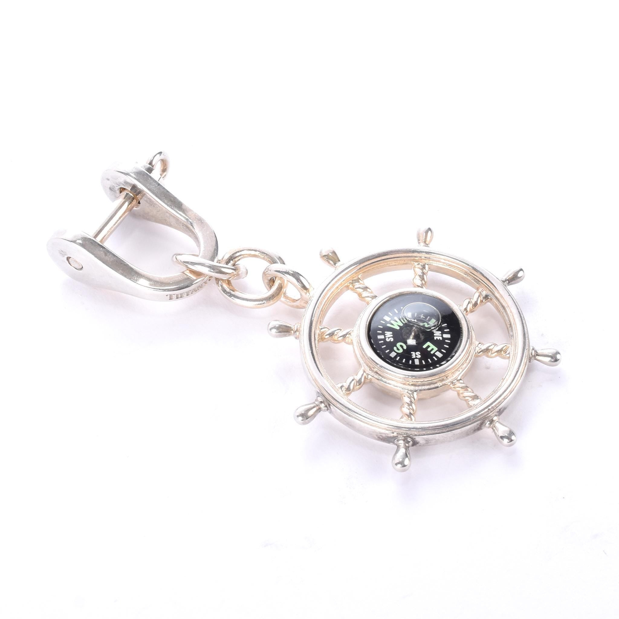 Vintage Tiffany & Co. Sterling Silver Nautical Compass Keychain