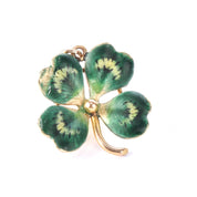 14K Gold and Enamel Lucky Four-Leaf Clover Pendant