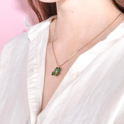 14K Gold and Enamel Lucky Four-Leaf Clover Pendant