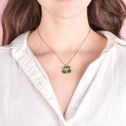 14K Gold and Enamel Lucky Four-Leaf Clover Pendant