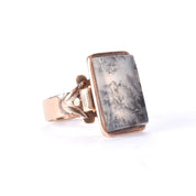 14K Gold Dendritic Agate Statement Ring