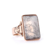 14K Gold Dendritic Agate Statement Ring