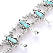 Hand-Signed Sterling Silver & Turquoise Horseshoe Squash Blossom