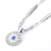 Navajo Signed R. Wiley Sterling Silver Necklace with Lapis Lazuli Pendant