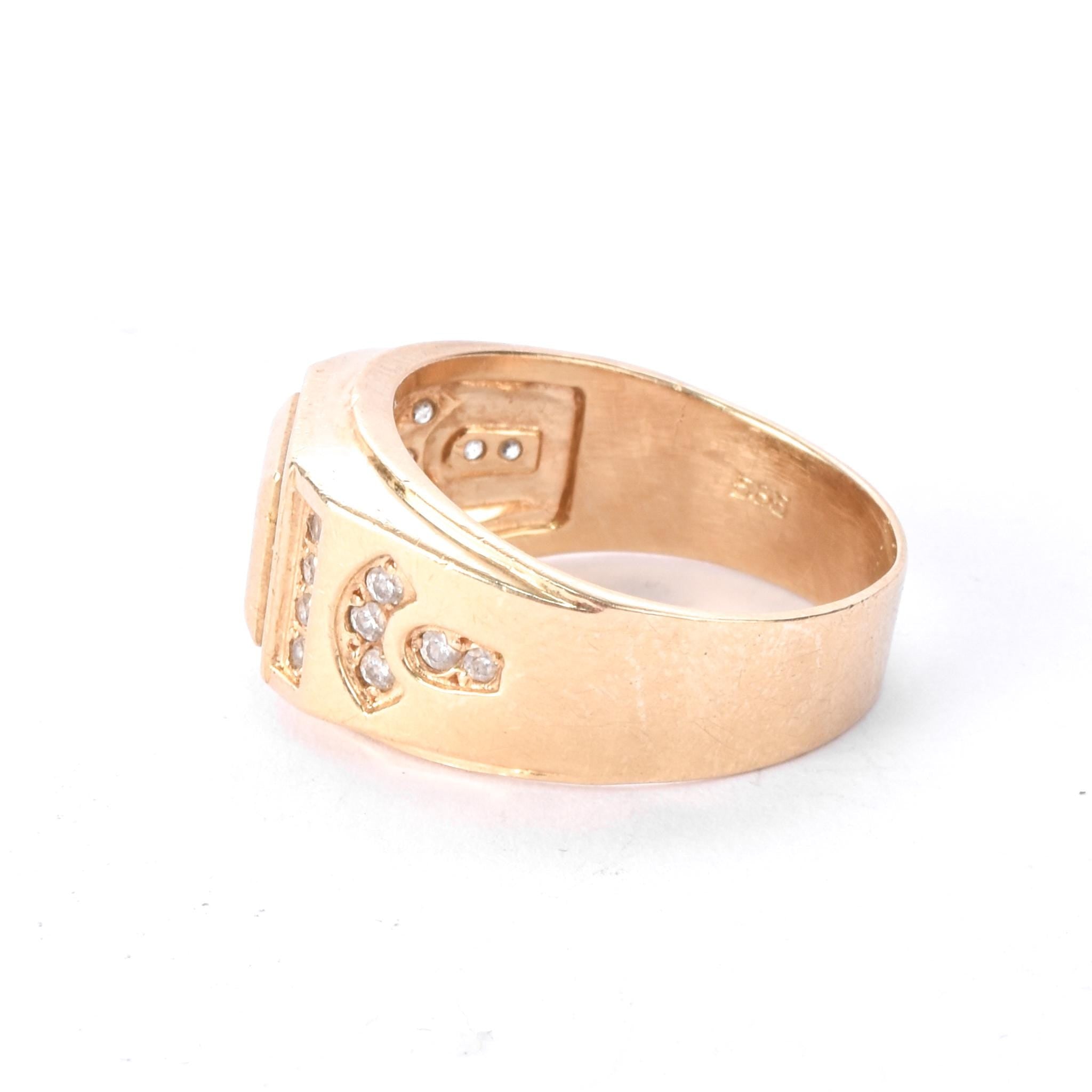 14K Gold and Cubic Zirconia Men's Statement Ring