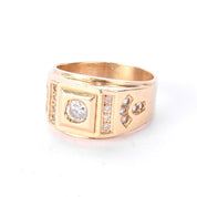 14K Gold and Cubic Zirconia Men's Statement Ring