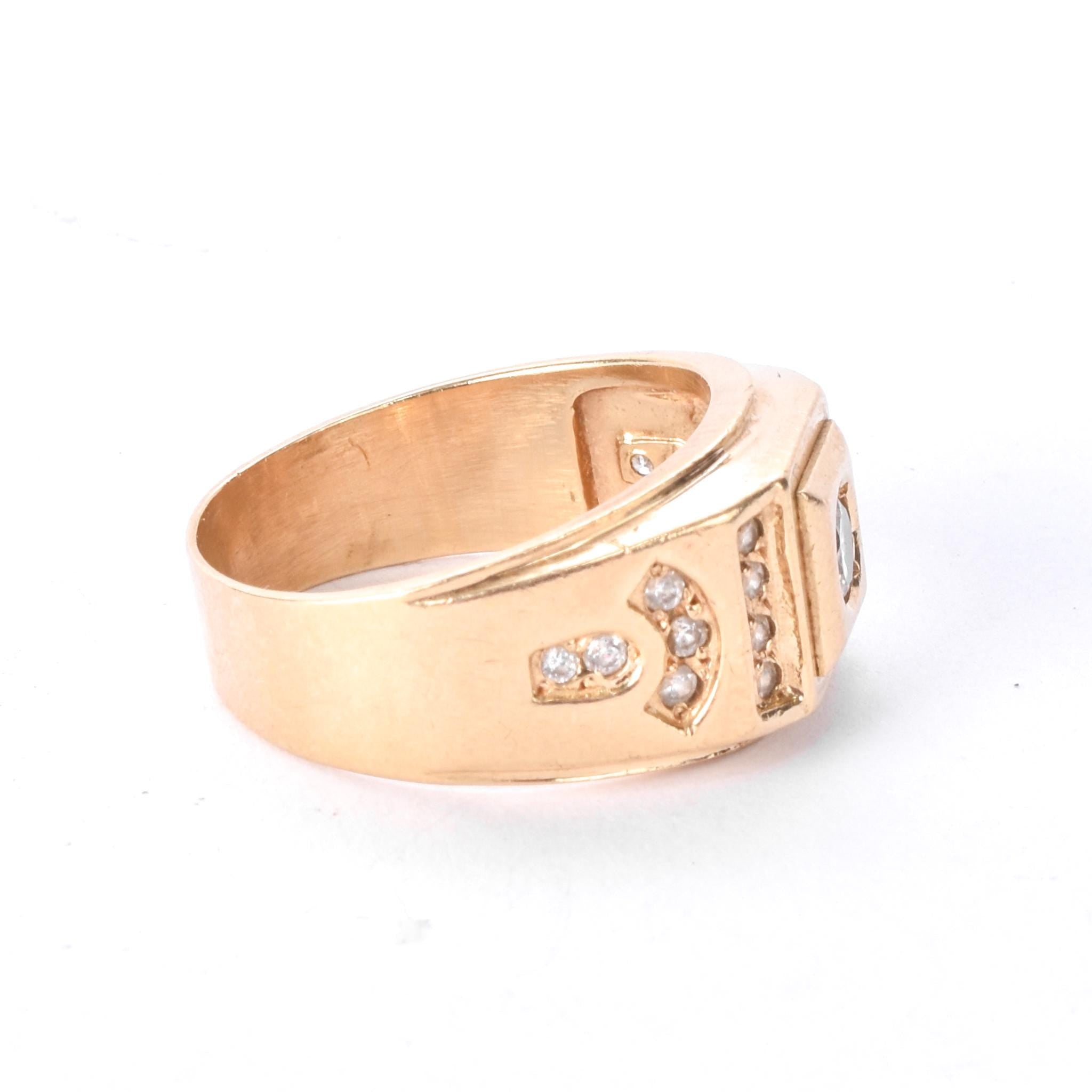 14K Gold and Cubic Zirconia Men's Statement Ring