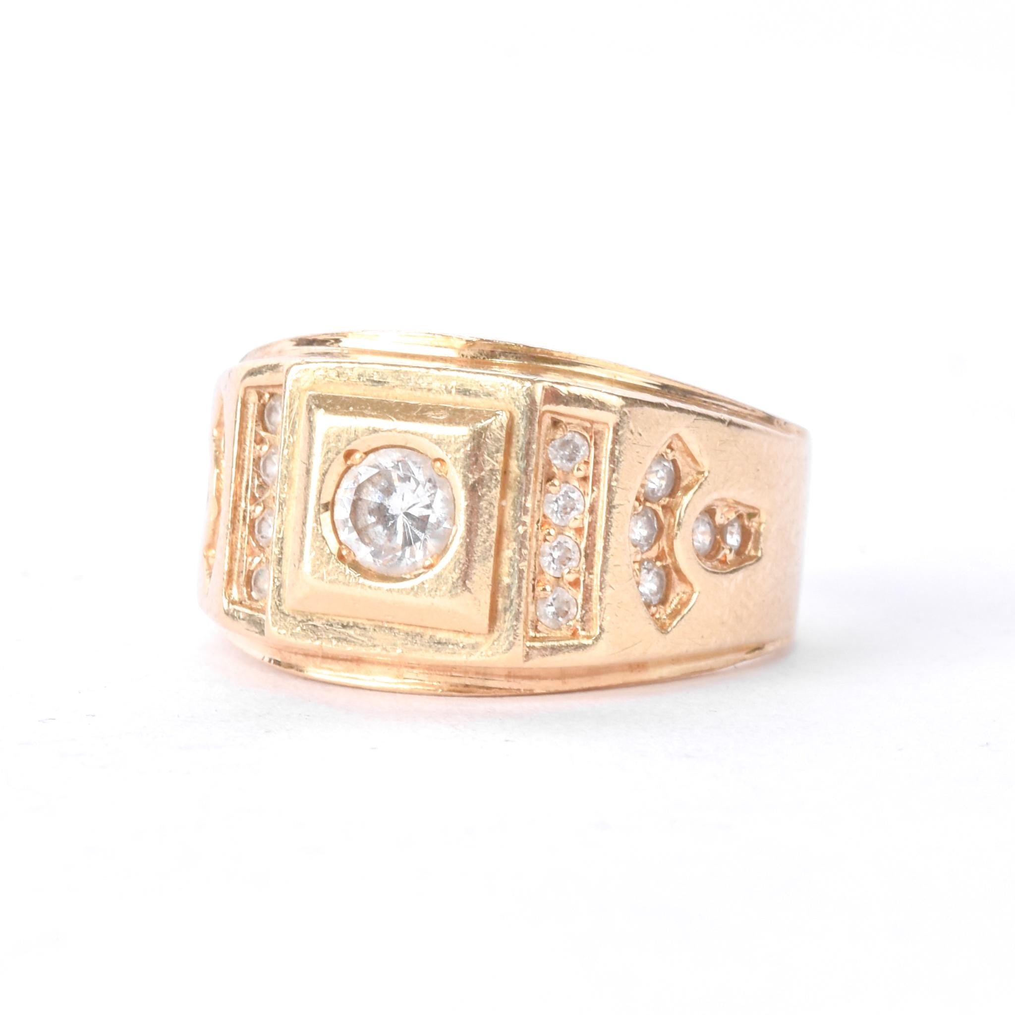 14K Gold and Cubic Zirconia Men's Statement Ring
