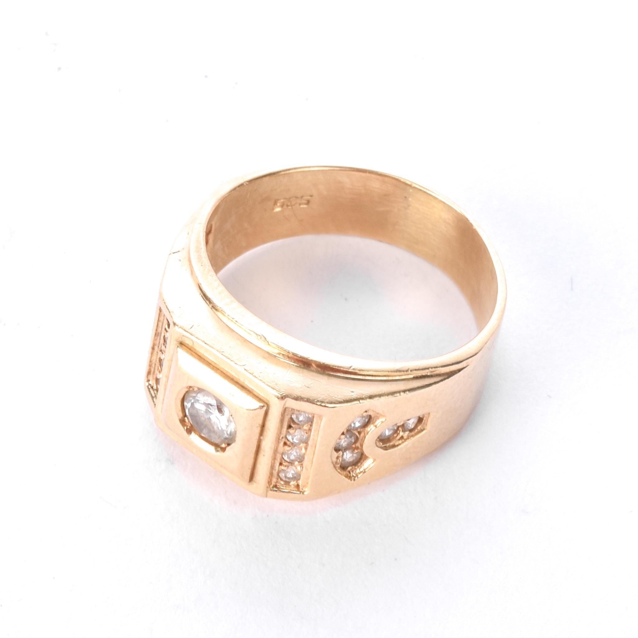 14K Gold and Cubic Zirconia Men's Statement Ring