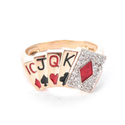 10K Gold and Diamond Poker Flush Men's Statement Ring