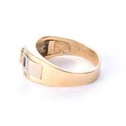 14K Two-Tone Gold Men's Statement Ring with Ruby and Cubic Zirconia